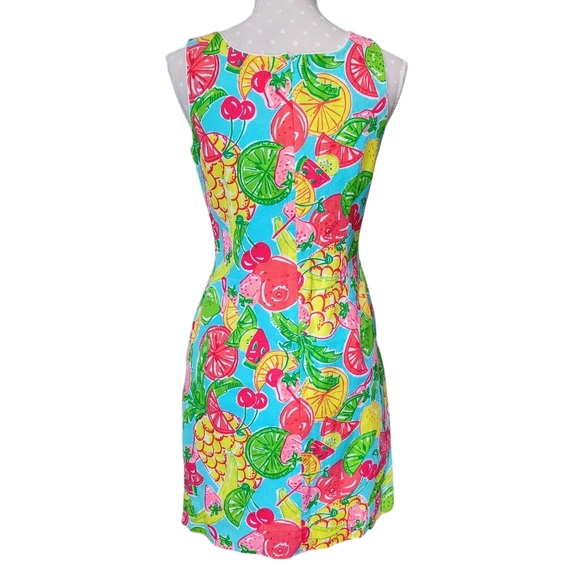 LILLY PULITZER Vintage Mini Dress Tutti Fruity Print Sleeveless Sheath Colorful - Picture 2 of 9